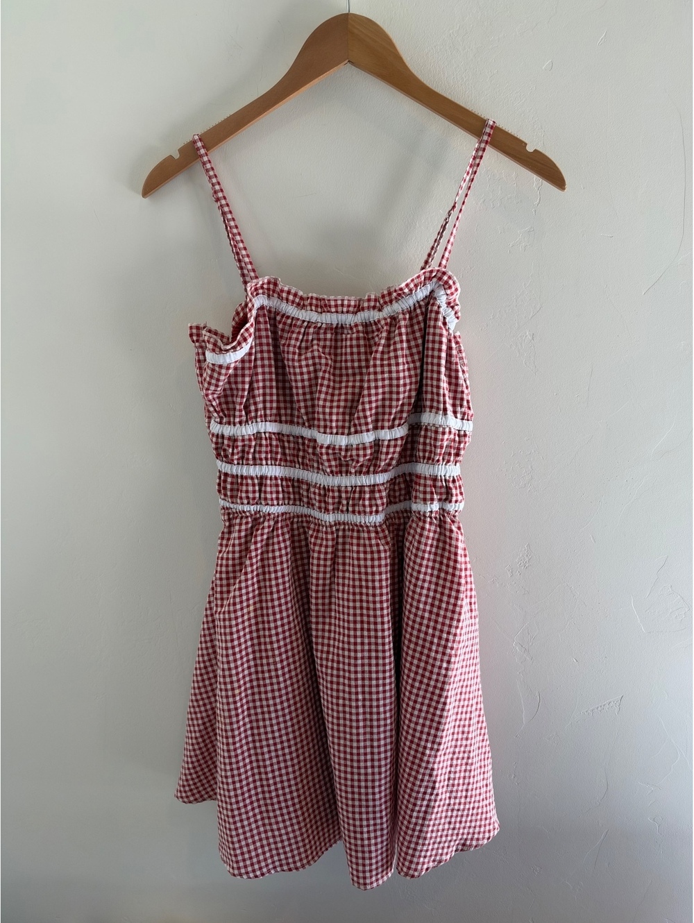 Better Together Red Gingham Ruffle Mini Dress Size Medium Cottagecore